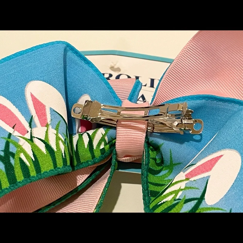 Large, colorful, double hair bow with bunny ears